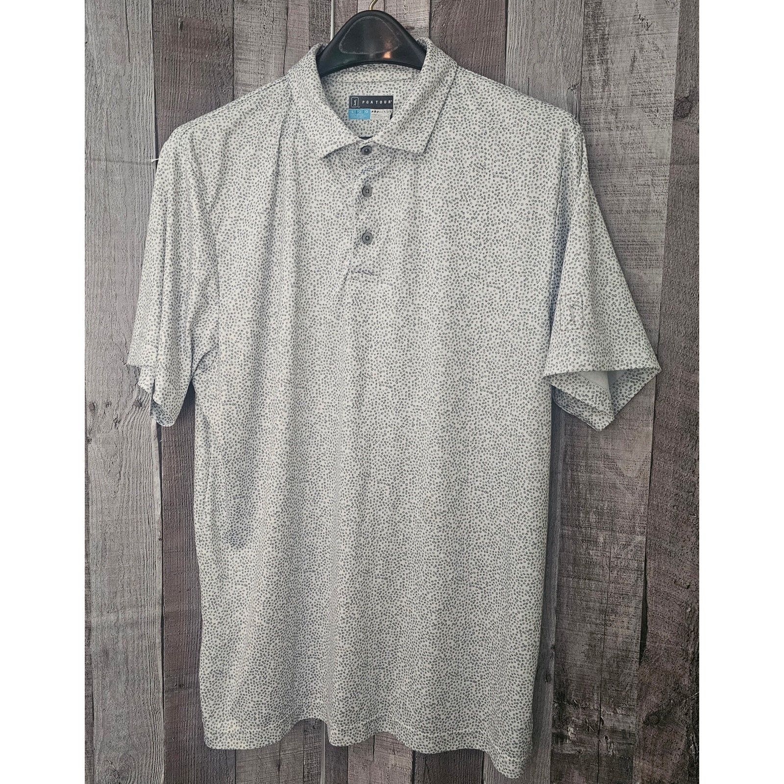Pga Tour Golf Men’s Large Pro Series Polo Short Short Sleeve Soft White Gray